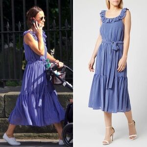 MICHAEL Michael Kors ruffle striped midi dress ASO Pippa Middleton